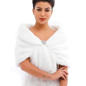 Women's Wedding Fur Wraps And Shawls Bridal Fur Stoles Scarf With Rhinestones😍